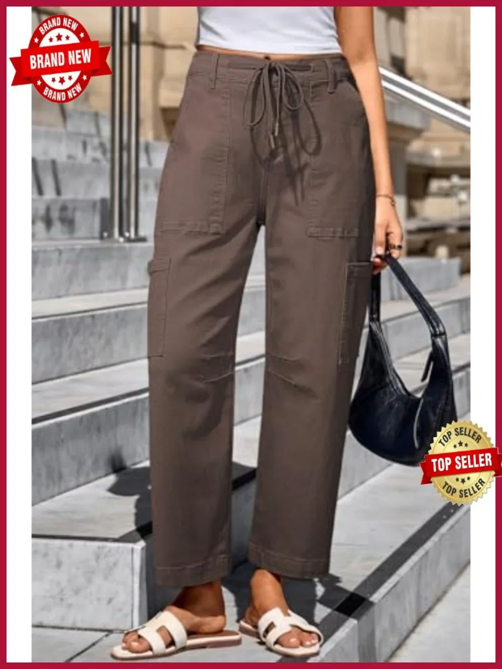 High Waisted Wide Leg Cargo Jeans for Women Baggy Stretch Cotton Pants